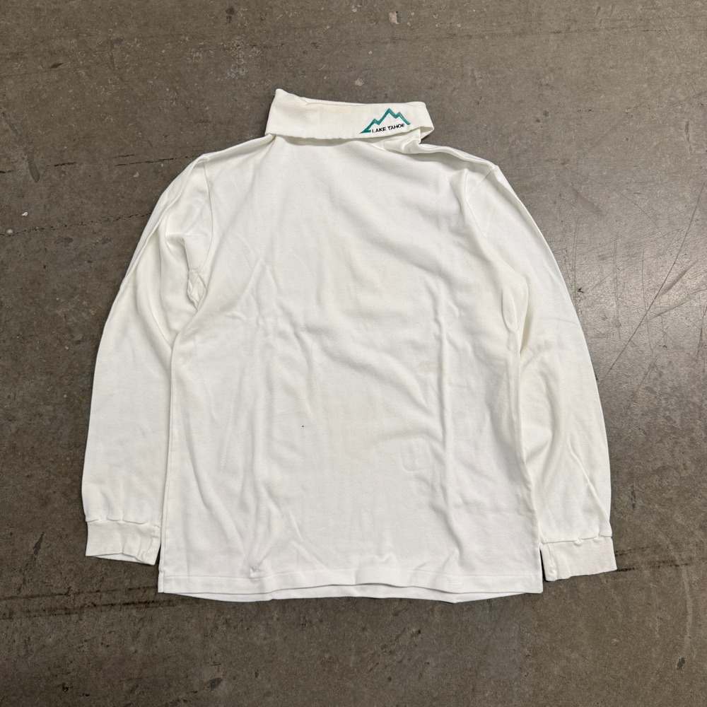Vintage Crazy Shirts Hawaii Lake Tahoe Turtleneck Mens Large White Long Sleeve